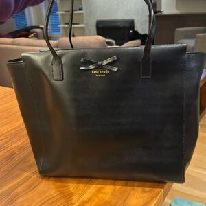 Kate Spade black leather tote bag